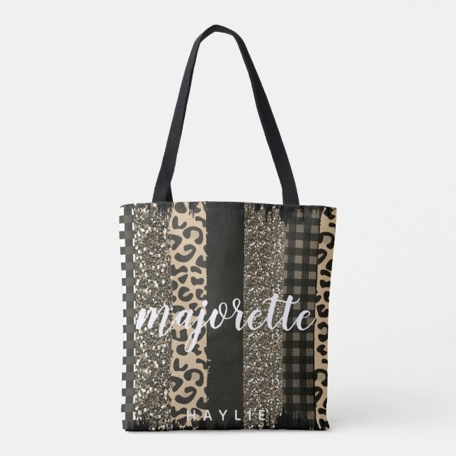 Bolso De Tela Falsa gueparda y Purpurina Majorette personalizada (Reverso)