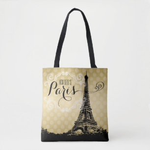 Bolso De Tela Falso oro de la torre Eiffel elegante de París co