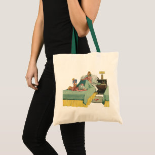 Bolso De Tela Familia antigua sirviendo a mamá desayuno en la ca