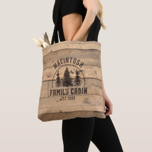 Bolso De Tela Familia Cabina Madera Rustica Personalizada