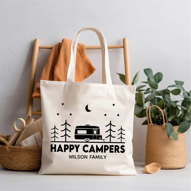 Bolso De Tela Familia Campers Happy Nombre Adventure Camp Life (Happy Campers family Name Adventure Camp Life Tote Bag)