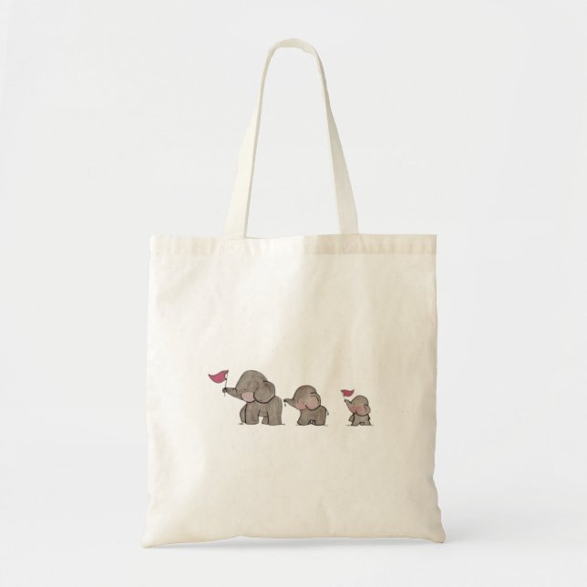 Bolso De Tela Familia Cute Elephant (Frente)