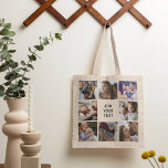 Bolso De Tela Familia de amigos Collages de fotos personalizados<br><div class="desc">Bolso de tote de la familia de personalizados con 8 fotos de su elección y una plantilla de texto que es fácil de personalizar.</div>