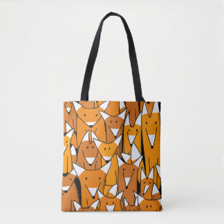 Bolso De Tela Familia de Fox encantadora: Patrón animal juguetón