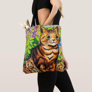 Bolso De Tela Familia de gatos en un jardín, Louis Wain