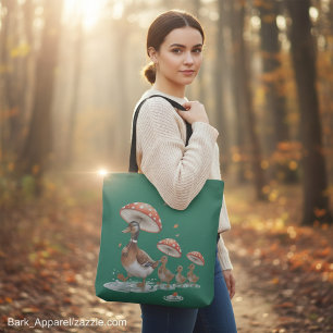 Bolso De Tela Familia de patos caprichosos del bosque otoñal
