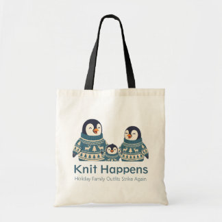 Bolso De Tela Familia de pingüino lindo con suéter | Sucede el t