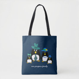 Bolso De Tela Familia de Pingüinos divertida de 4 Navidades con 