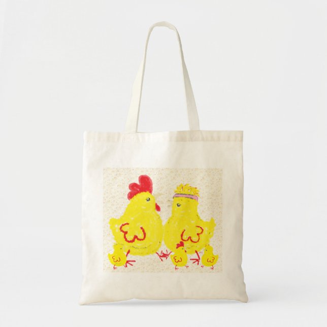Bolso De Tela Familia de pollos (Frente)