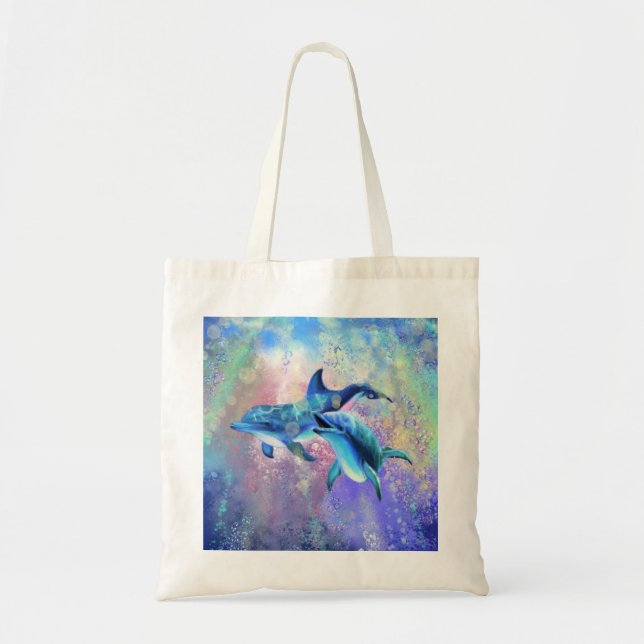 Bolso De Tela Familia Dolphin Couple Tote Bag (Frente)