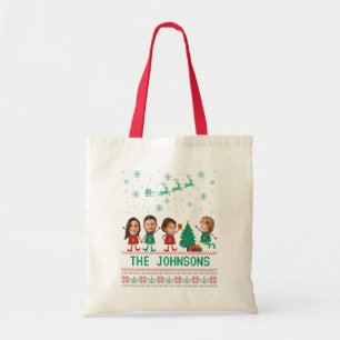 Bolso De Tela Familia Elf de Navidades de fotos de caras diverti
