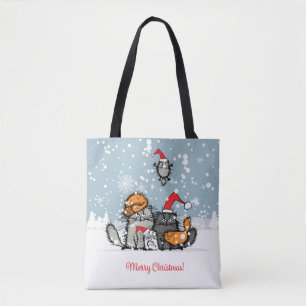 Bolso De Tela Familia Gato navidades