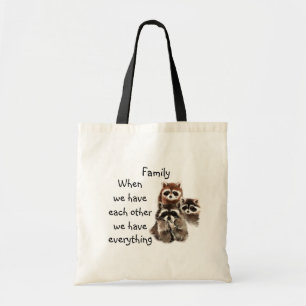 Bolso De Tela Familia inspiradora Cita divertido Raccoon Animale