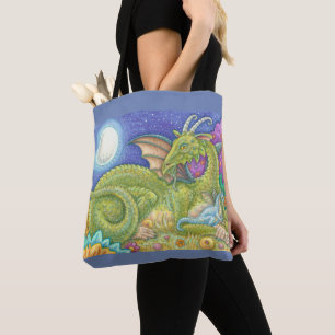 Bolso De Tela FAMILIA MEDIEVAL DRAGON Bebé azul FANTASY TOTE BAG