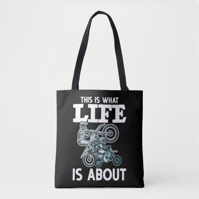 Bolso De Tela Familia Motocross padre hijo sucio bicicleta (Anverso)