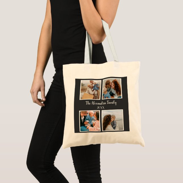 Bolso De Tela Familia personalizada 4 plantilla de collage de fo (Anverso (producto))