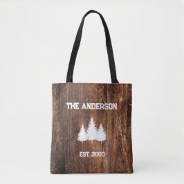 Bolso De Tela Familia personalizada Rustic Wood Nature Tote Bag