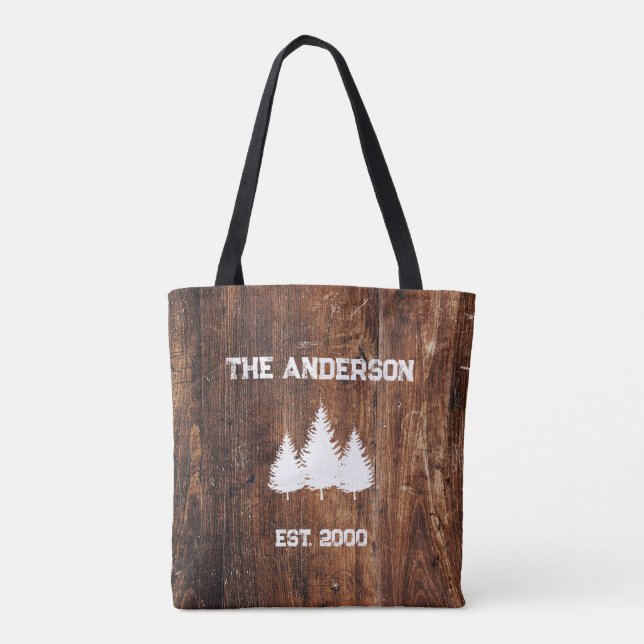 Bolso De Tela Familia personalizada Rustic Wood Nature Tote Bag (Reverso)