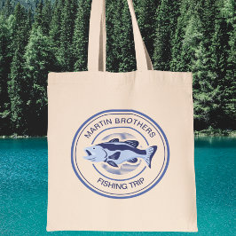 Bolso De Tela Familia personalizado Viaje de pesca Pescador Blue