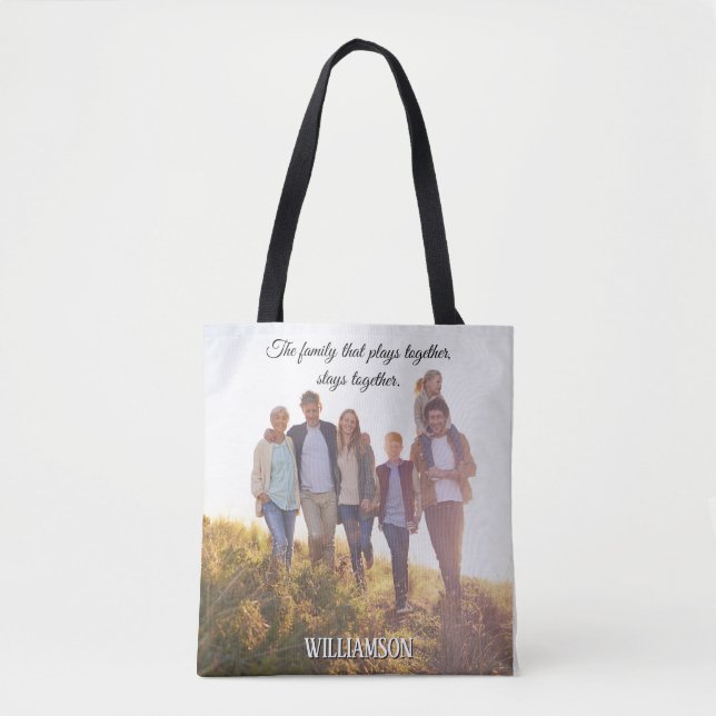 Bolso De Tela Familia Que Reúne Foto Personalizada (Anverso)