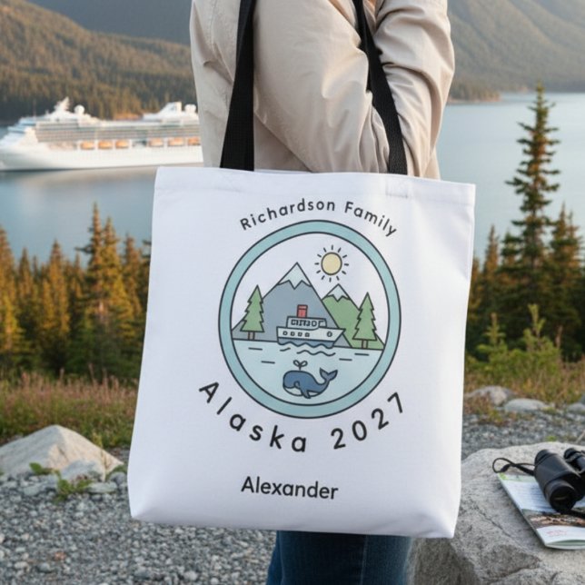 Bolso De Tela Family Alaska Cruise Trip (Alaskan family cruise tote bag)