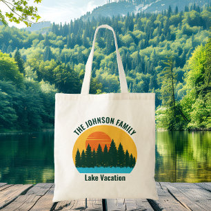 Bolso De Tela Family Lake Trip Cute Personalizado Sunset