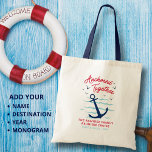 Bolso De Tela Family Reunion Cruise Anchored Together Matching<br><div class="desc">Carry your cruise memories wherever you go with this modern nautical “Anchored Together” family cruise tote bag. Designed with a bold navy anchor, soft ocean wave accents, and a playful red script headline, this stylish tote captures the spirit of family adventures at sea. The nautical color palette of navy blue,...</div>