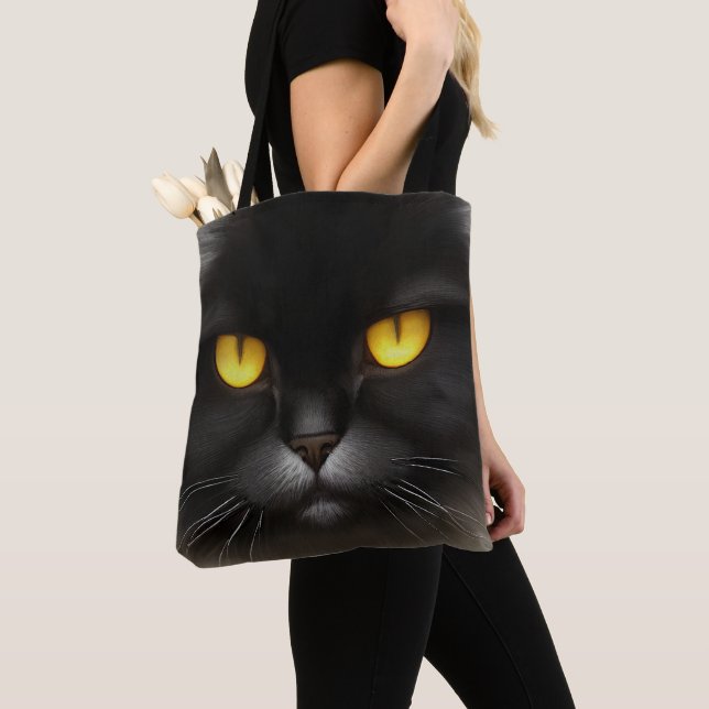 Bolso De Tela Famoso Gato Gato Gatito Gatito Negro Y Furioso (Detalle)