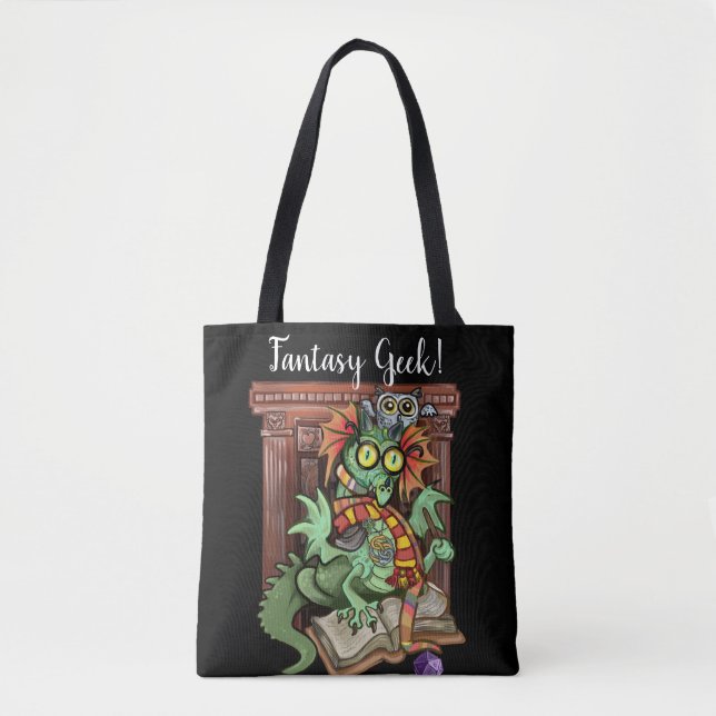 Bolso De Tela Fan Dragon "Fantasy Geek" (Anverso)