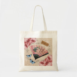 Bolso De Tela Fan francesa rosada del vintage