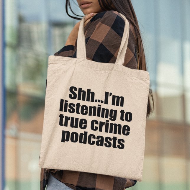 Bolso De Tela Fanático de podcast divertido sobre crímenes verda (Subido por el creador)
