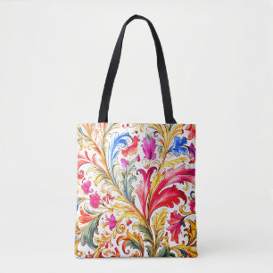 Bolso De Tela Fancy Florentine Design Watercolor Leaves