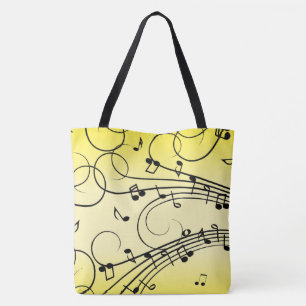 Bolso De Tela Fancy Music Notes Yellow