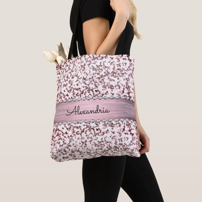 Bolso De Tela Fancy Pink Rubor Marble Purpurina personalizado (Detalle)