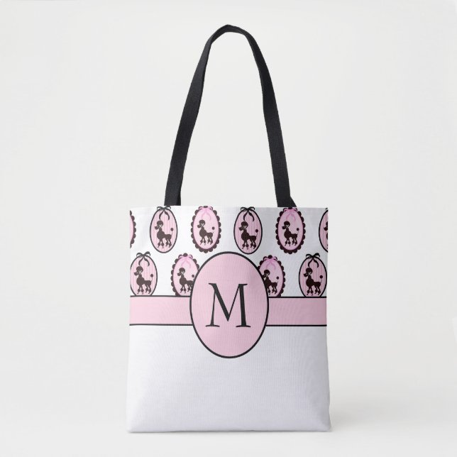 Bolso De Tela Fancy Poodles Monogram Tote Bag (Anverso)