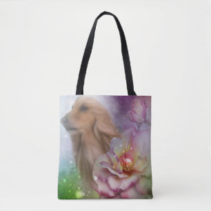 Bolso De Tela Fantasía afgana Fantasía Flores Perro Arte