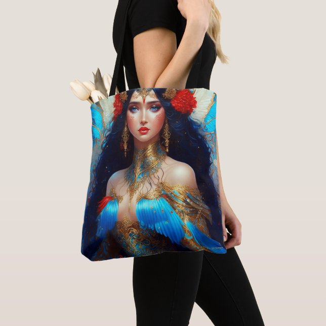Bolso De Tela Fantasía Agua Azul Hada Sirena (Detalle)