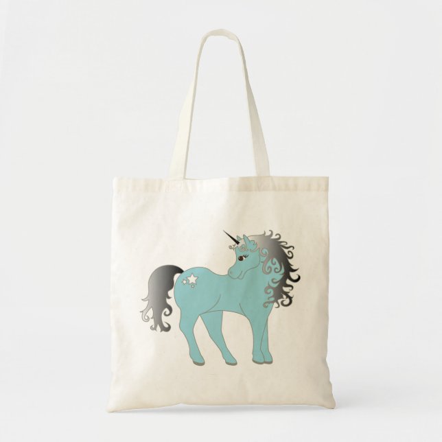 Bolso De Tela Fantasía azul del unicornio (Frente)