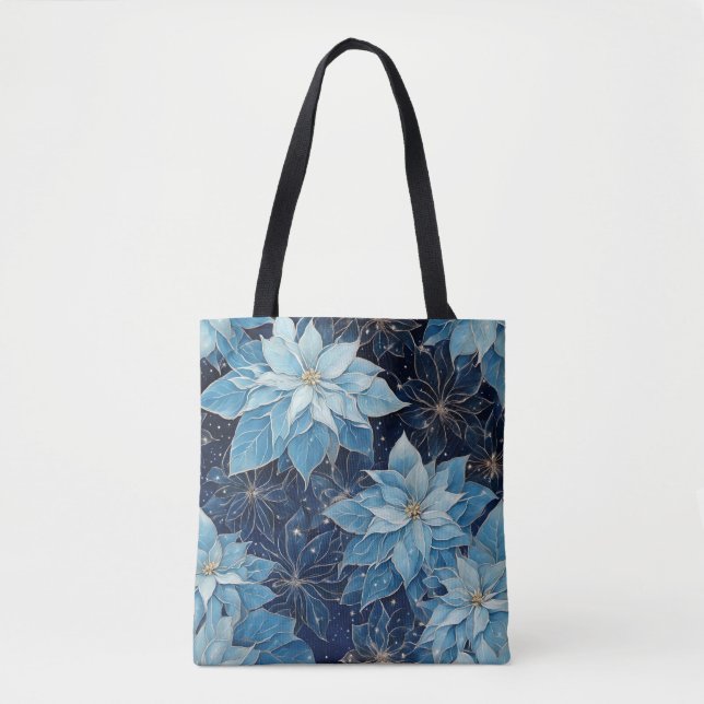 Bolso De Tela Fantasía azul Poinsettia (Anverso)