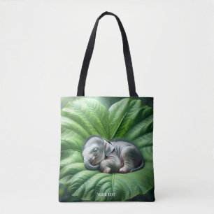 Bolso De Tela Fantasía Cute Baby Elephant Leaf