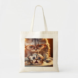 Bolso De Tela Fantasía Cute Cat Lavando Gatito