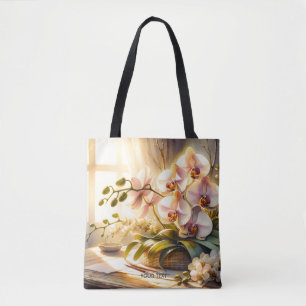 Bolso De Tela Fantasía Cute Orquídeas Rosa Acuarela