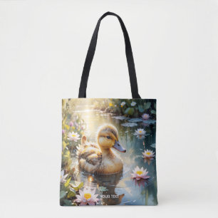 Bolso De Tela Fantasía Cute Playful Duckling Flores