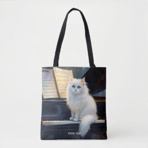 Bolso De Tela Fantasía Cute Ragdoll Cat En Piano