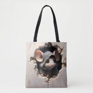 Bolso De Tela Fantasía Cute Ratón Cortado Muro