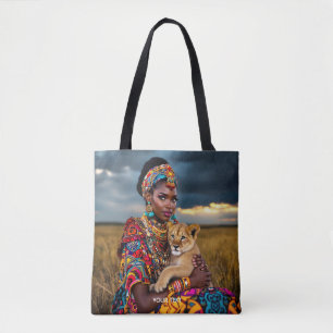 Bolso De Tela Fantasía cutre mujer africana león