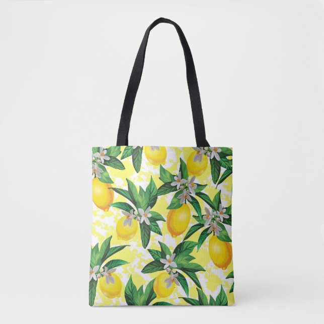 Bolso De Tela Fantasía de limón: Patrón floral creativo (Anverso)