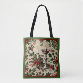 Bolso De Tela Fantasía de Navidad Holly y Velas