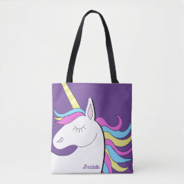 Bolso De Tela Fantasía de Unicornio Púrpura