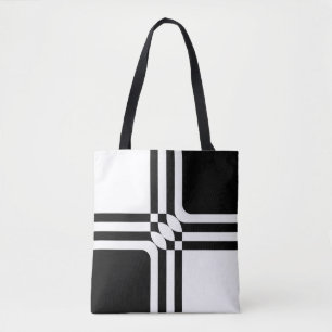 Bolso De Tela Fantasía en blanco y negro
